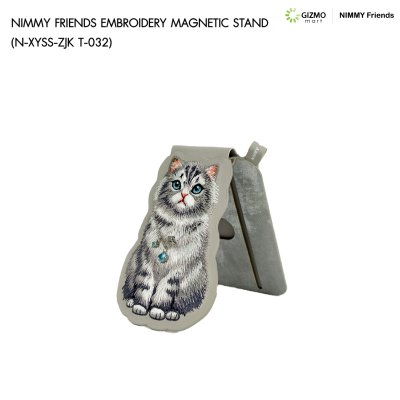 Nimmy Friend Embroidery Magnetic Stand ขาตั้งโทรศัพท์แม่เหล็กพร้อมช่องใส่บัตร ลายงานปัก 3D