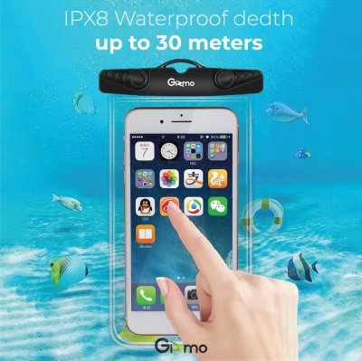 Gizmo waterproof ซองกันน้ำใส รุ่น GW-006 ถ่ายรูปสวย ดำน้ำลึกมาตรฐานIPX8ระบบล็อคแน่นหนา กันน้ำ 100% ฟรี! สายคล้องคอ
