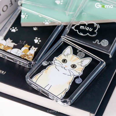 Gizmo เคสสกรีนลาย น้องแมวน่ารัก Galaxy Z Flip4 เคสซัมซุง เคสโทรศัพท์กันกระแทก รุ่น Defense
