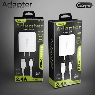 Gizmo อะแดปเตอร์ หัวชาร์จ 2.4A พร้อม สายชาร์จ type-c อุปกรณ์ชาร์จ Type-C สีขาว GA-008