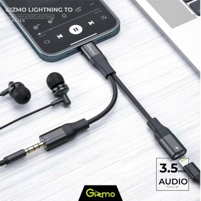 Gizmo หางหนู สายแปลง เชื่อมต่อ Lightning to Aux 3.5 และ Port lightning สำหรับหูฟัง ชาร์จไอโฟน GA-013