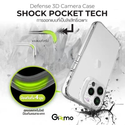 Gizmo เคสไอโฟน เคสiphone 11 iphone 12 เคสใสกันกระแทก รุ่น 3D defense camera