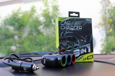 Gizmo Adapter Car Charger 3in1 ที่ชาร์จในรถยนต์ ชาร์จในรถ ที่จุดบุุหรี่3ช่อง ที่ชาร์จเสียบที่จุดบุหรี่ รุ่น GG-007