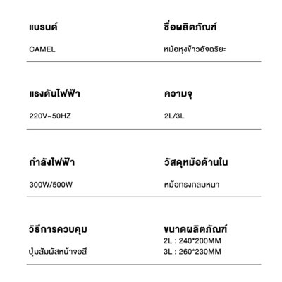 CAMEL Smart Electric Rice Cooker – Charcoal-Flavored Rice Mode