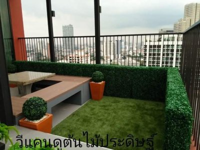 ผลงานติดตั้งกำแพงหญ้าตีนเป็ด บล็อคหญ้าปลอม งานพรีเมียมตามสั่ง