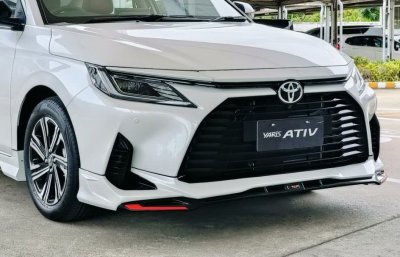 16 SKIRT (รอบคัน) YARIS ATIV (4 DOOR) 2022 (4 ชิ้น) ทรง ARTIMO V.3 พร้อมท่อหลอก