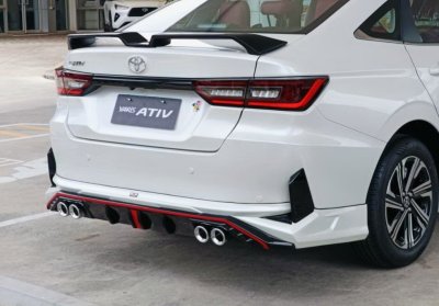 16 SKIRT (รอบคัน) YARIS ATIV (4 DOOR) 2022 (4 ชิ้น) ทรง ARTIMO V.3 พร้อมท่อหลอก