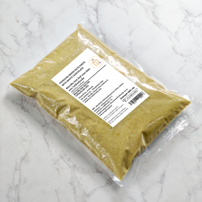 Pistachio Mixed Nuts & White Choc : พิสตาชิโอ เพสท์ มิกซ์นัท ผสมไวท์ช็อกโกแลต 25% ไส้ดูไบช็อกโกแลต พิสตาชิโอครีม