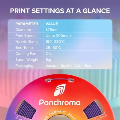 Panchroma PLA เส้นพลาสติก PLA ยี่ห้อ Polymaker น้ำหนัก 1 กก. พิมพ์ง่าย