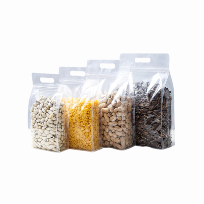 Clear Zipper Bag with Side Expansion, Smooth Base, Wide Shape [200 mic] (with handle)