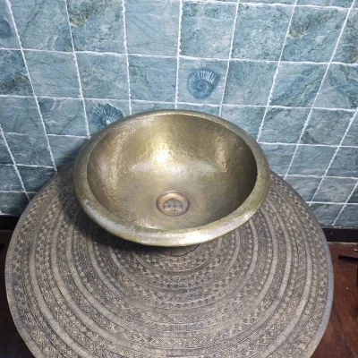 อ่างทองเหลืองแท้ทุบลาย BS01E