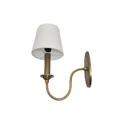 โคมไฟติดผนังทองเหลืองแท้ โคมผ้าสีขาวนวล BWL18
