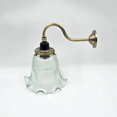 โคมไฟติดทองเหลืองแท้ แป้นฉิ่ง แก้วกิ่งสีขาวใส TWL18