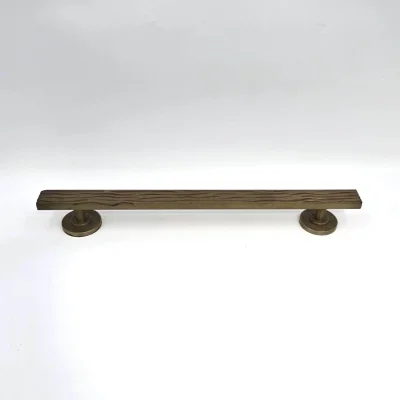 มือจับประตูทองเหลืองแท้ งานกัดกรดลายเปลือกไม้ AC021F