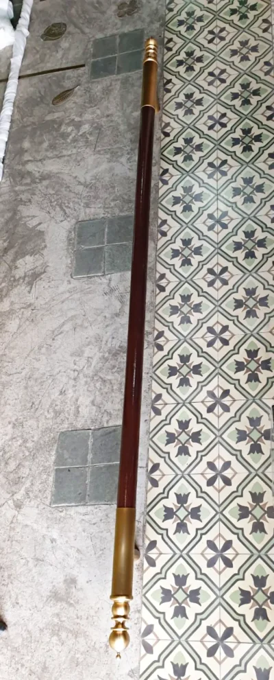 มือจับประตูทองเหลือง ด้ามไม้สัก