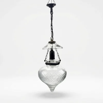 โคมไฟห้อยเพดานทองเหลืองแท้ แก้วเจียร 6" HGLI46