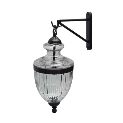 โคมไฟติดผนังก้านทองเหลืองแท้ สีรมดำ WLC18I แก้วเจียรนำเข้าจากประเทศอินเดีย