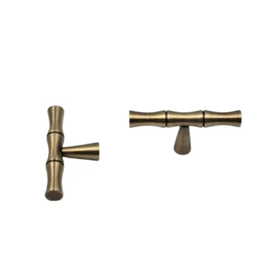 มือจับประตูทองเหลืองแท้ กลึงเลียนแบบต้นไผ่ BB18B