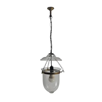 โคมไฟห้อยเพดานทองเหลืองแก้วยูขาวใส 5.5" HLUT18