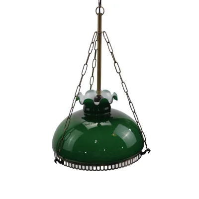 โคมไฟห้อยเพดานทองเหลืองแก้วดัสสีเขียว 11 นิ้ว HTL68