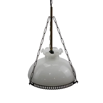 โคมไฟห้อยเพดานทองเหลือง แก้วดัสสีขาวนม 11 นิ้ว HTL68B