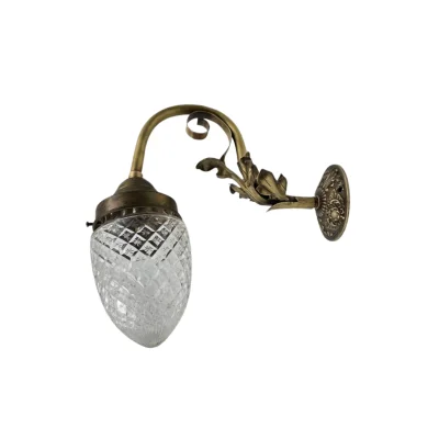 โคมไฟติดผนังก้านทองเหลืองแท้ แก้วเจียร WLCG01