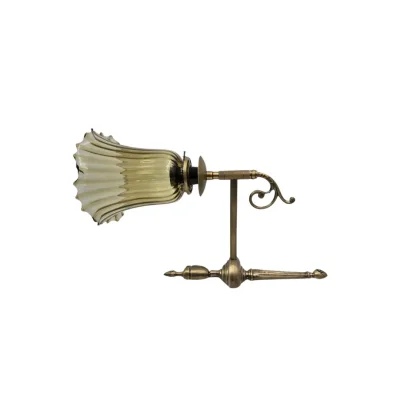 โคมไฟติดผนังทองเหลืองแท้ แก้วจีบสีชา WLT65T