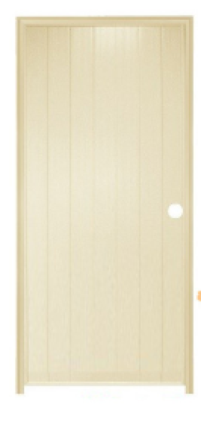 บานประตู PVC 80x200 ซมร่น M1 ยี่ห้อCHAMP สีครีม (เจาะ)
