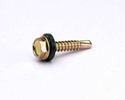 สกรูหกเหลี่ยม ปลายผ่า#10-16x3.1/2" รุ้งทอง