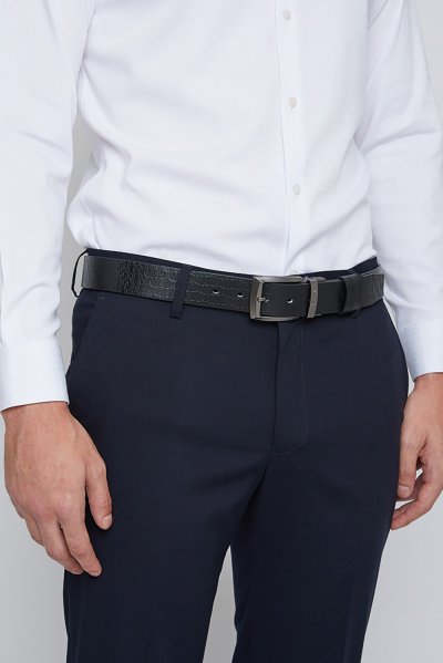 เข็มขัดผู้ชาย DP Monogram Reversible Pin Buckle Belt - Black