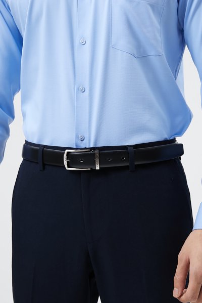 Metal Brushed Pin Buckle Slim Belt