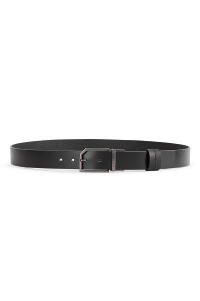 เข็มขัดหนังแท้ Snip Corner Rectangle Pin Buckle Belt