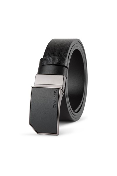 เข็มขัดหนังแท้ Snip Corner Plaque Buckle Belt