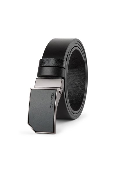 เข็มขัดหนังแท้ Snip Corner Plaque Buckle Belt