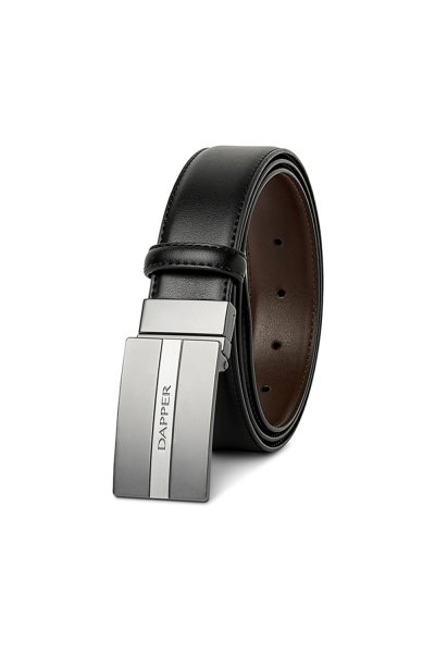 เข็มขัดหนังแท้ Engraved Plaque Buckle Reversible Belt