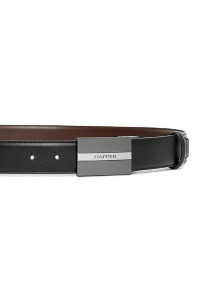 เข็มขัดหนังแท้ Engraved Plaque Buckle Reversible Belt