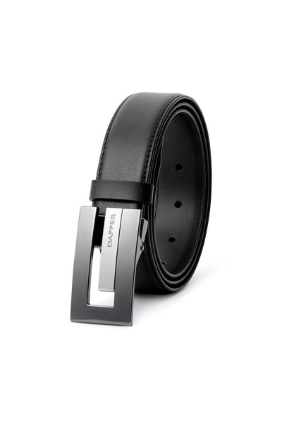 เข็มขัดผู้ชาย Brick Plaque Buckle Leather Belt