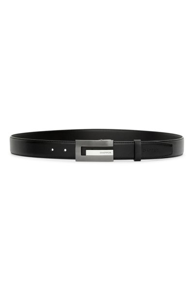 เข็มขัดผู้ชาย Brick Plaque Buckle Leather Belt