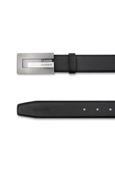 เข็มขัดผู้ชาย Brick Plaque Buckle Leather Belt