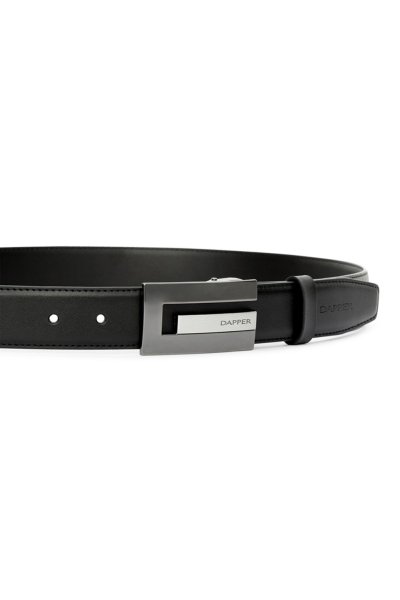 เข็มขัดผู้ชาย Brick Plaque Buckle Leather Belt