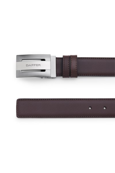 Diagonal Reversible Plaque Buckle Belt - Brown