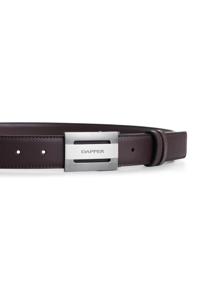 Diagonal Reversible Plaque Buckle Belt - Brown
