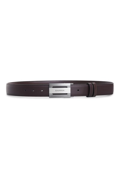 Diagonal Reversible Plaque Buckle Belt - Brown