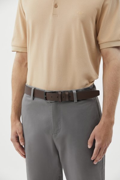 เข็มขัดผู้ชาย Classic Vegan Leather Belt - Brown