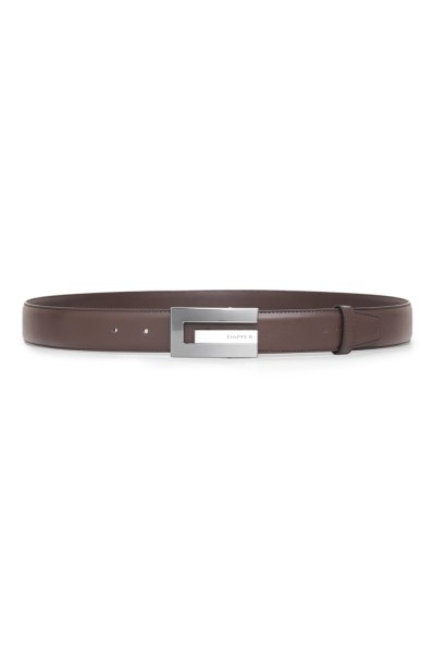 เข็มขัดผู้ชาย Brick Plaque Buckle Leather Belt - Brown