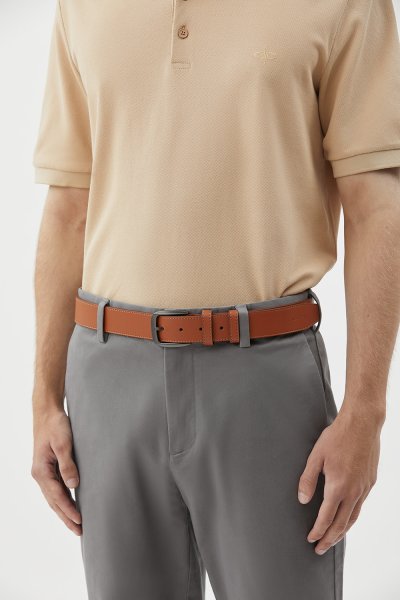 เข็มขัดผู้ชาย Classic Vegan Leather Belt - Tan Brown