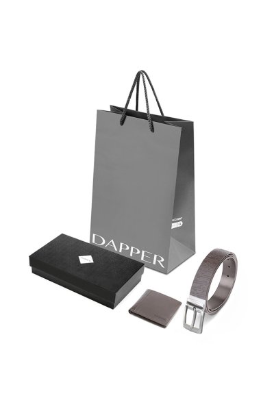 ชุดของขวัญ DP Monogram Wallet & Reversible Belt Gift Set – Brown