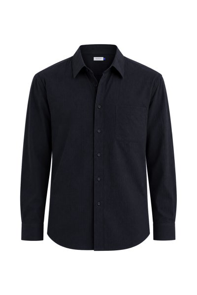 Textured Seersucker Shirt - Black