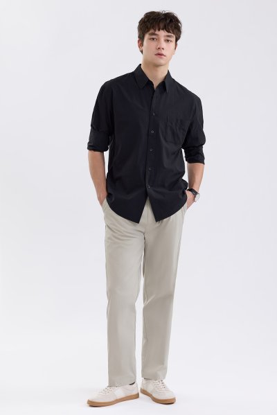 Textured Seersucker Shirt - Black