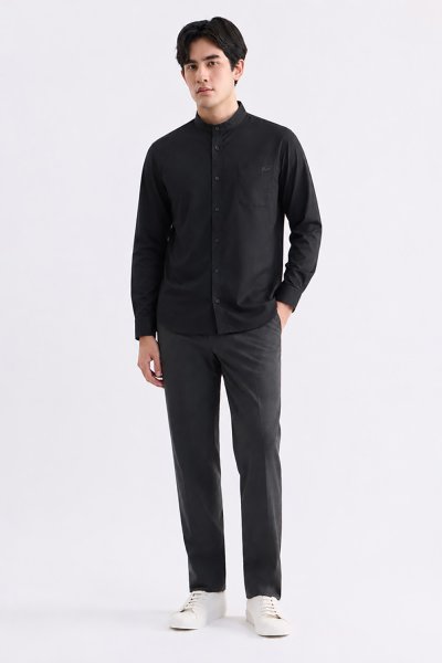 เสื้อเชิ้ตแขนยาว Smart Mandarin Collar Shirt - Black
